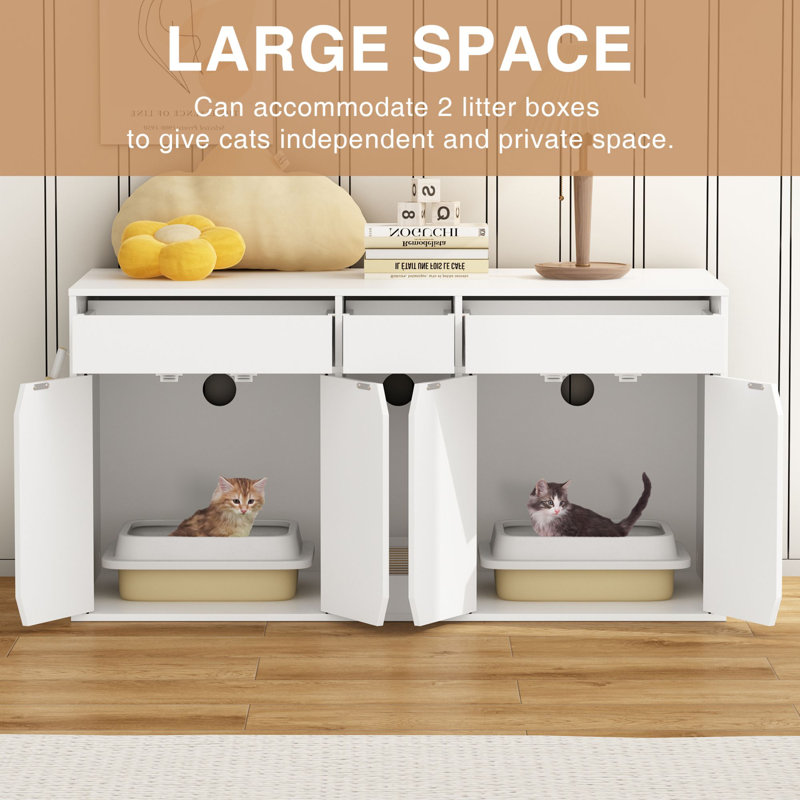 Tucker Murphy Pet™ Stackable Cat Litter Box Enclosure With Three